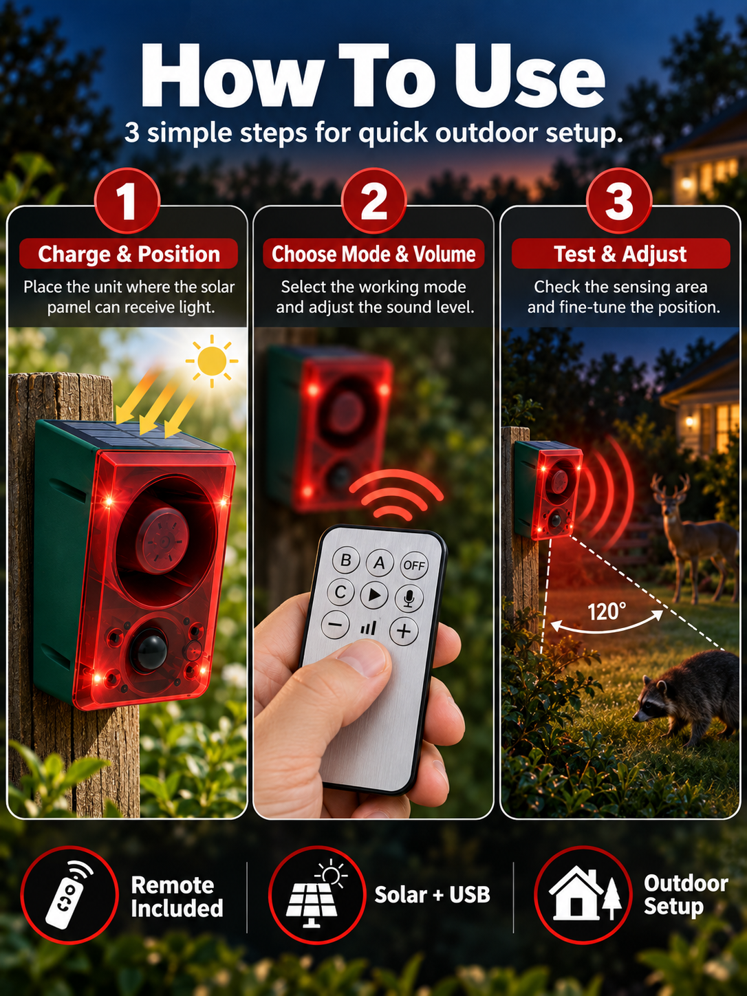 π¨ Solar-Powered Outdoor Motion Alarm β Remote-Controlled Farm & Garden Security Siren