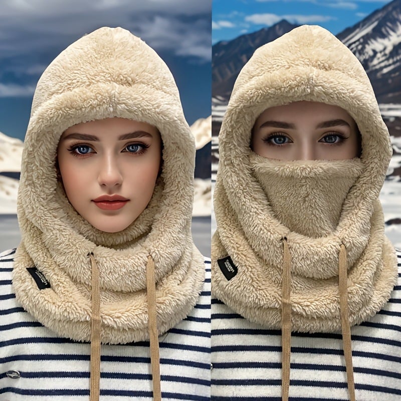 Damen-Fleece-Winterradmaske und -mütze mit Kapuze für kaltes Wetter (Modelljahr 2026)
