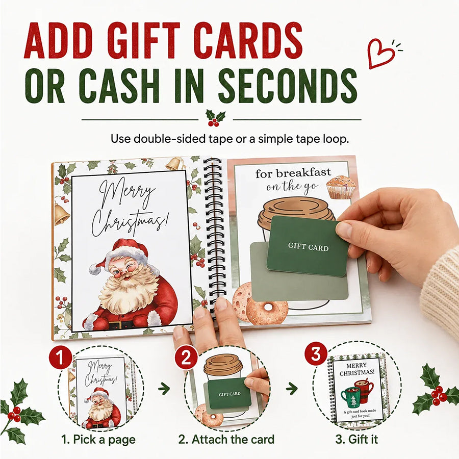 π₯ Last Day 50% OFF π₯ Christmas Gift Card Book β 12 Gift Card Pages & Personal Message Holder - zenxashop