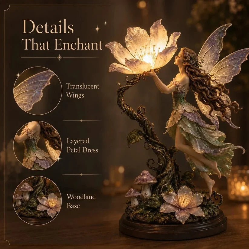 Close detail of translucent wings and woodland sculpture