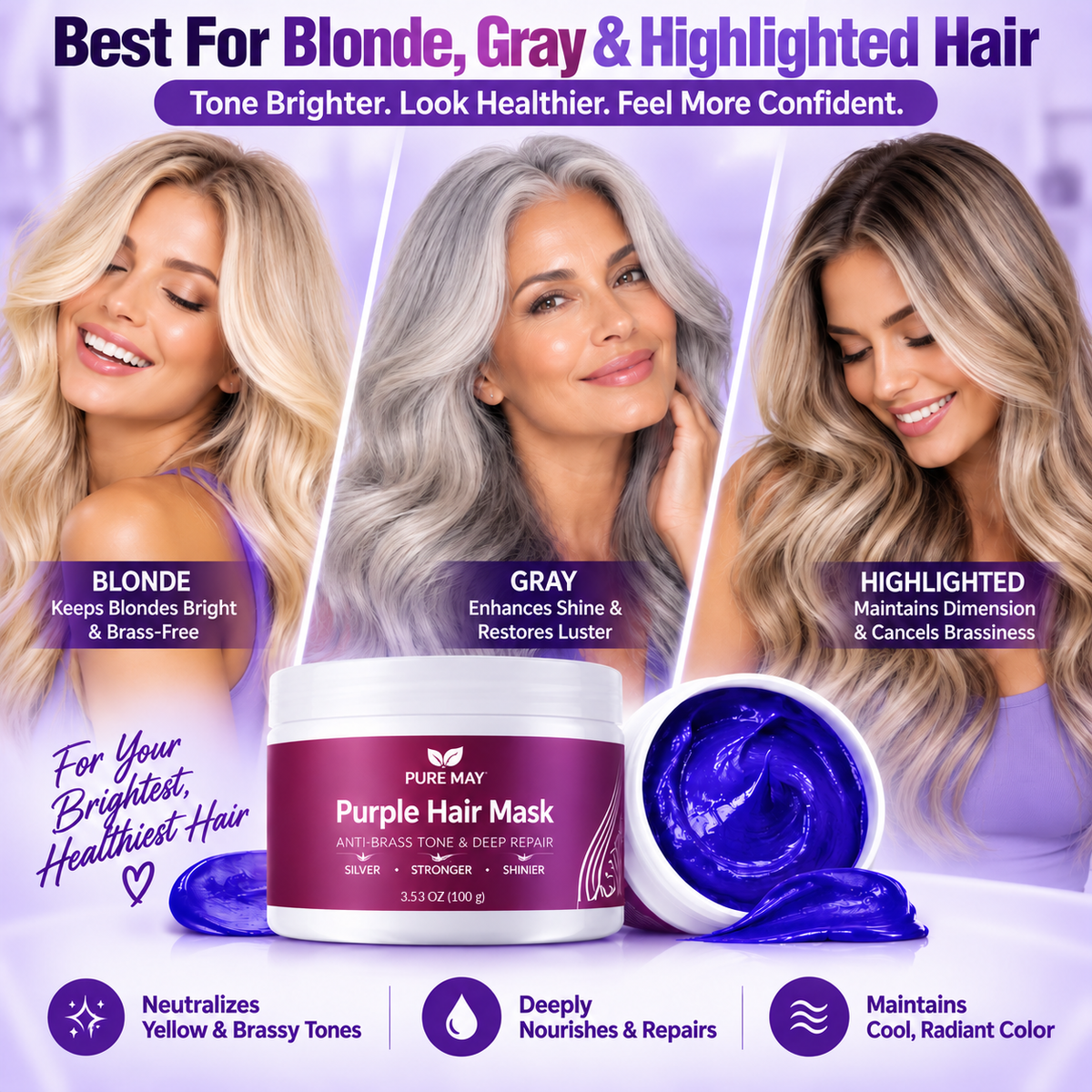 ๐Anti-Yellowing Purple Hair Mask ๐ Say goodbye to Red Highlights!