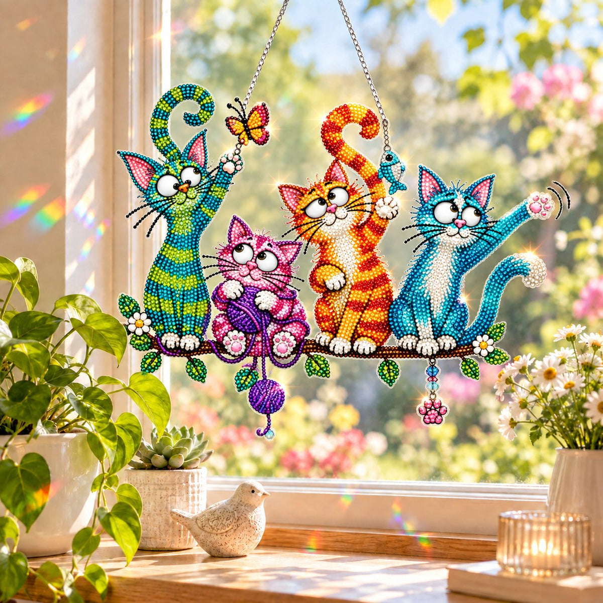 🔥Last Day 50% OFF - 🐦✨ Sunny Birds Diamond Art Suncatcher DIY Kit