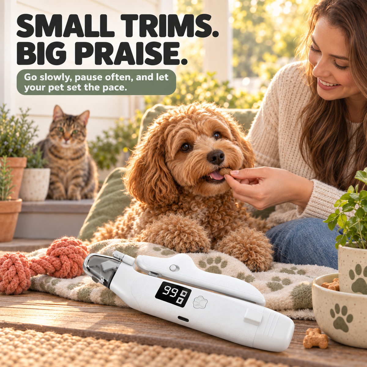 🐾 LIMITED‑TIME 50% OFF! 💥 2‑in‑1 LED Pet Nail Clipper & Grinder – Bloodline‑Light, LCD Display, Anti‑Splash ✨