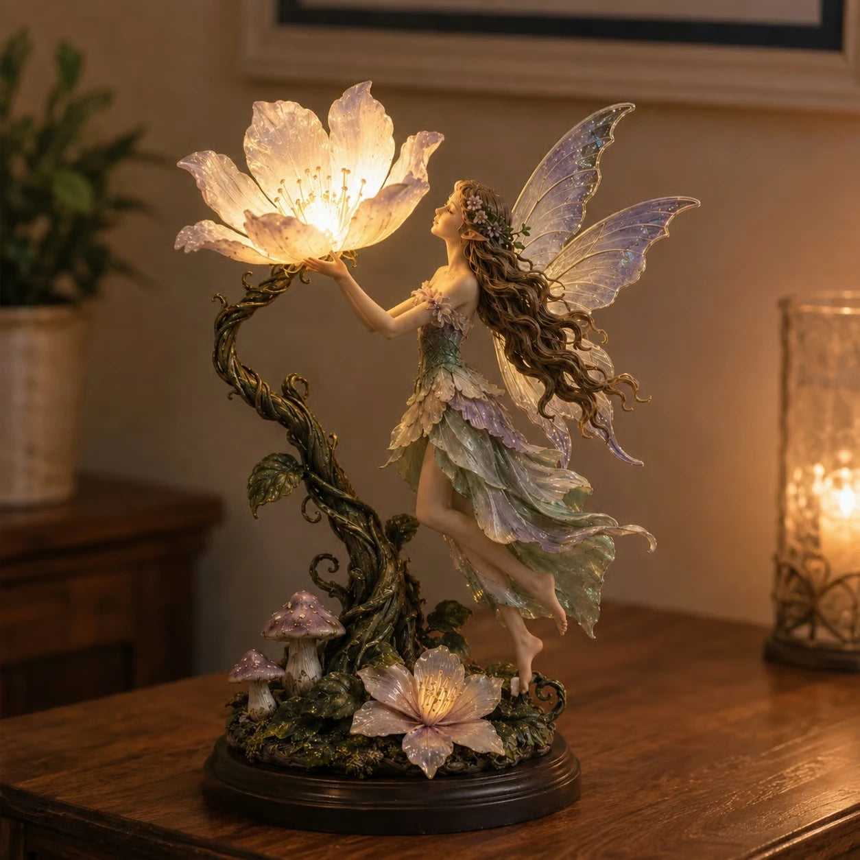 Customer home photo of glowing fairy lamp