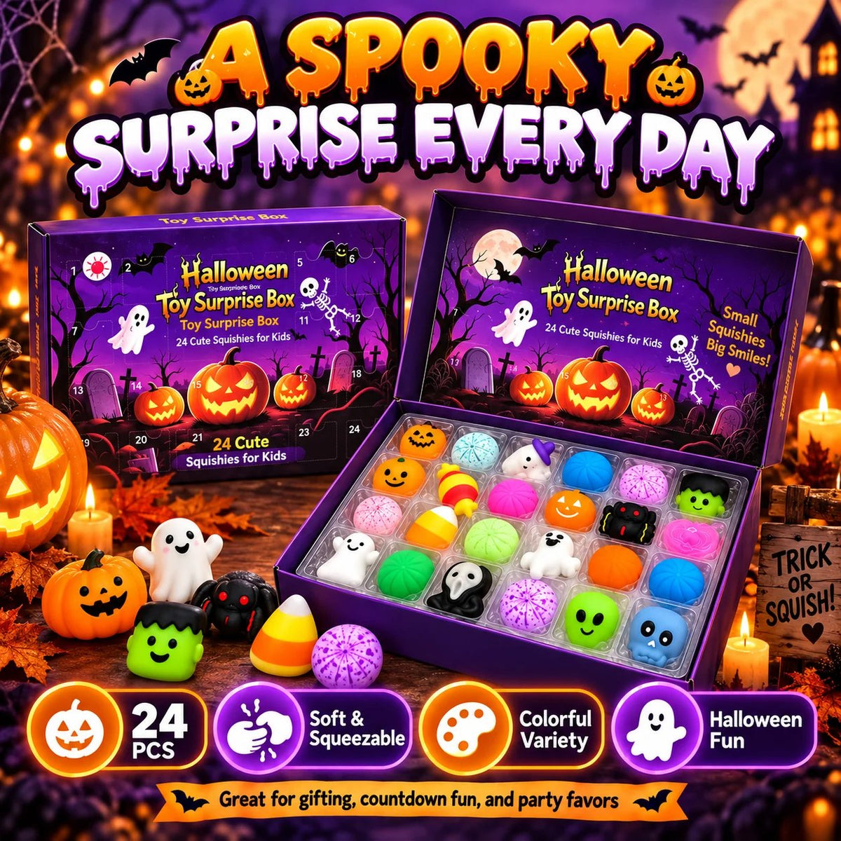 Hot sales🔥24-Piece Halloween Squishy Surprise Box