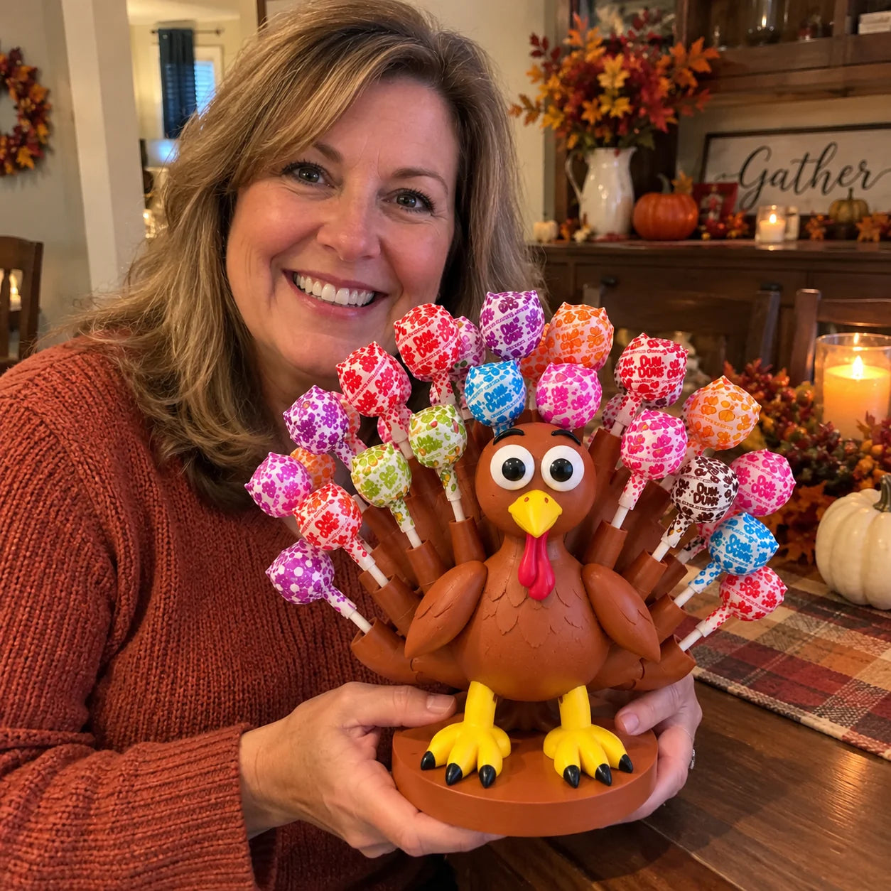 Customer showing turkey candy display