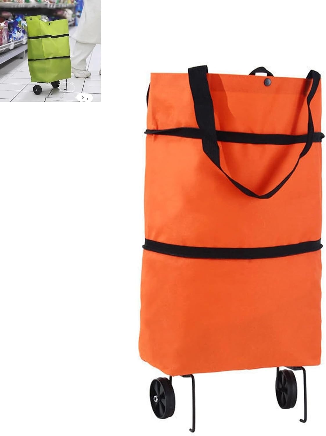 🛒 2-in-1 Foldable Shopping Trolley Bag with Wheels