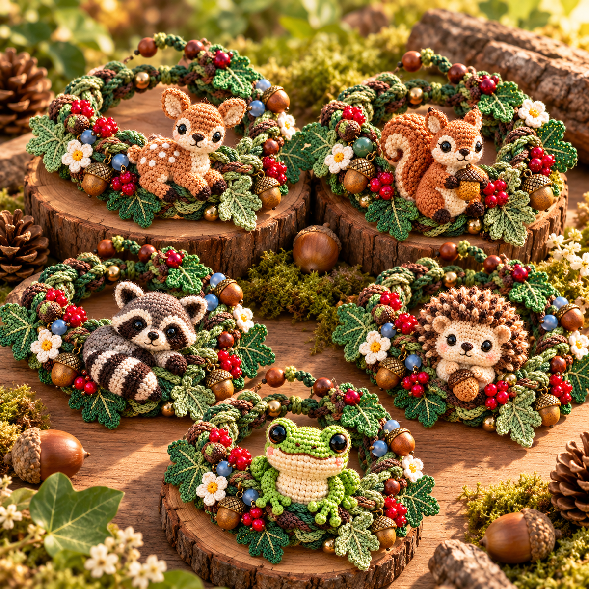 ๐ฟ๐งถ Woodland Wrist Friendsโข โ Handmade Crochet Animal Bracelet Collection