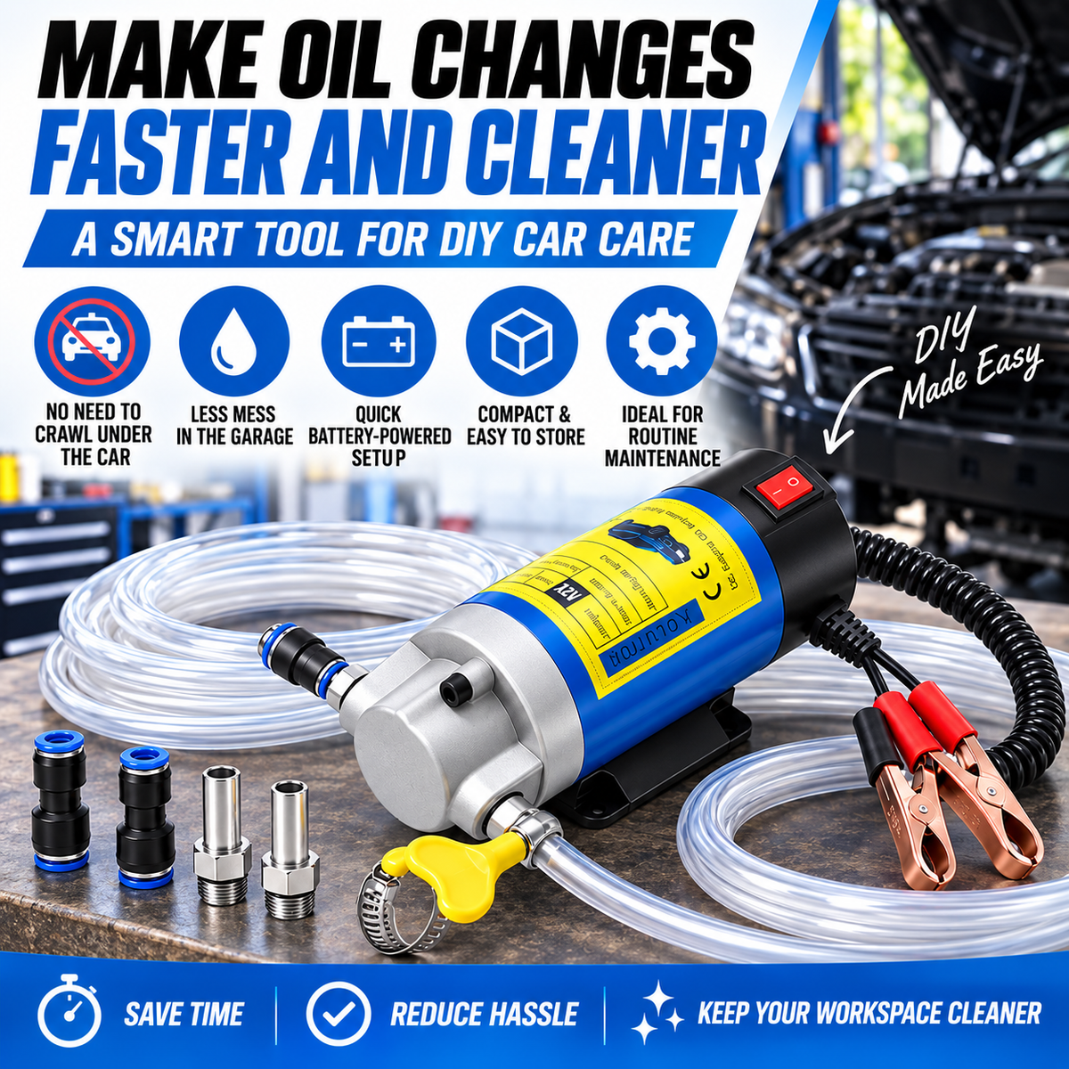 Portable 12 Volt Oil Change Pump | Universal Vehicle Compatibility