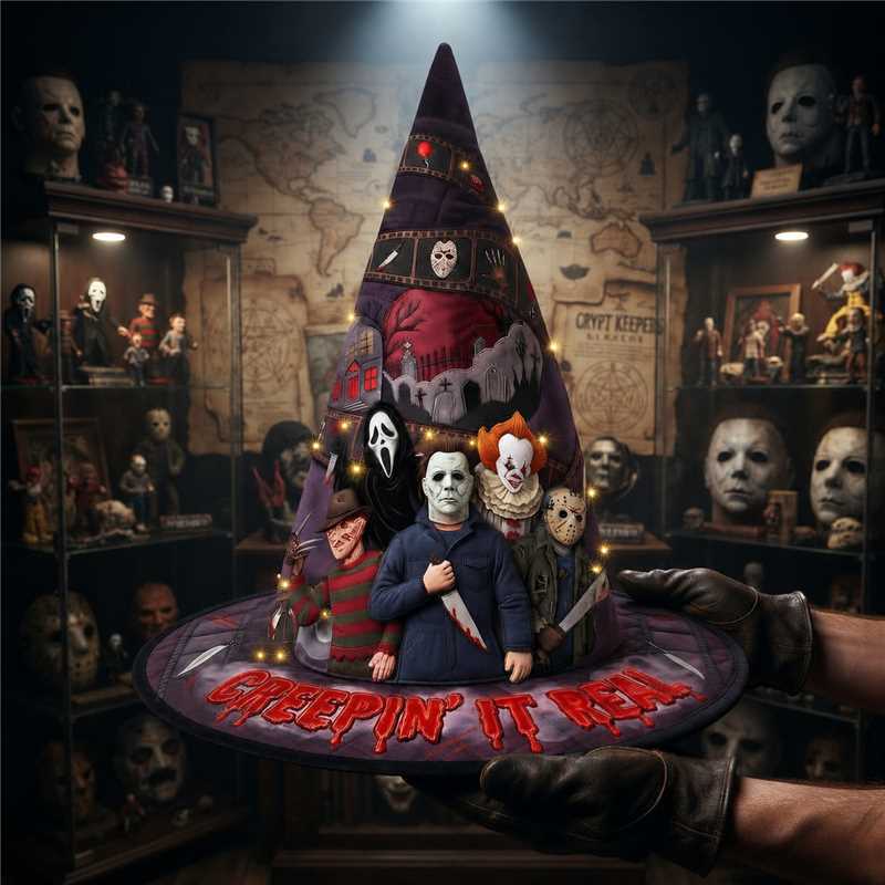 Horror Movie Villains Halloween Witch Hat "Creepin' It Real" Tabletop Decor