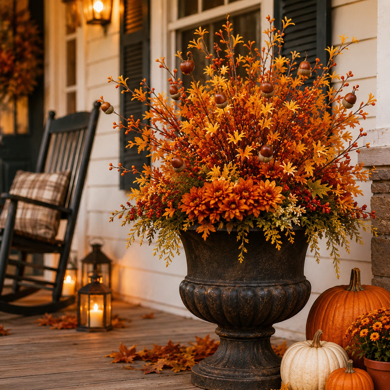 3-Piece Artificial Fall Acorn Floral Stem Set – 16.5-Inch Rustic Autumn Picks
