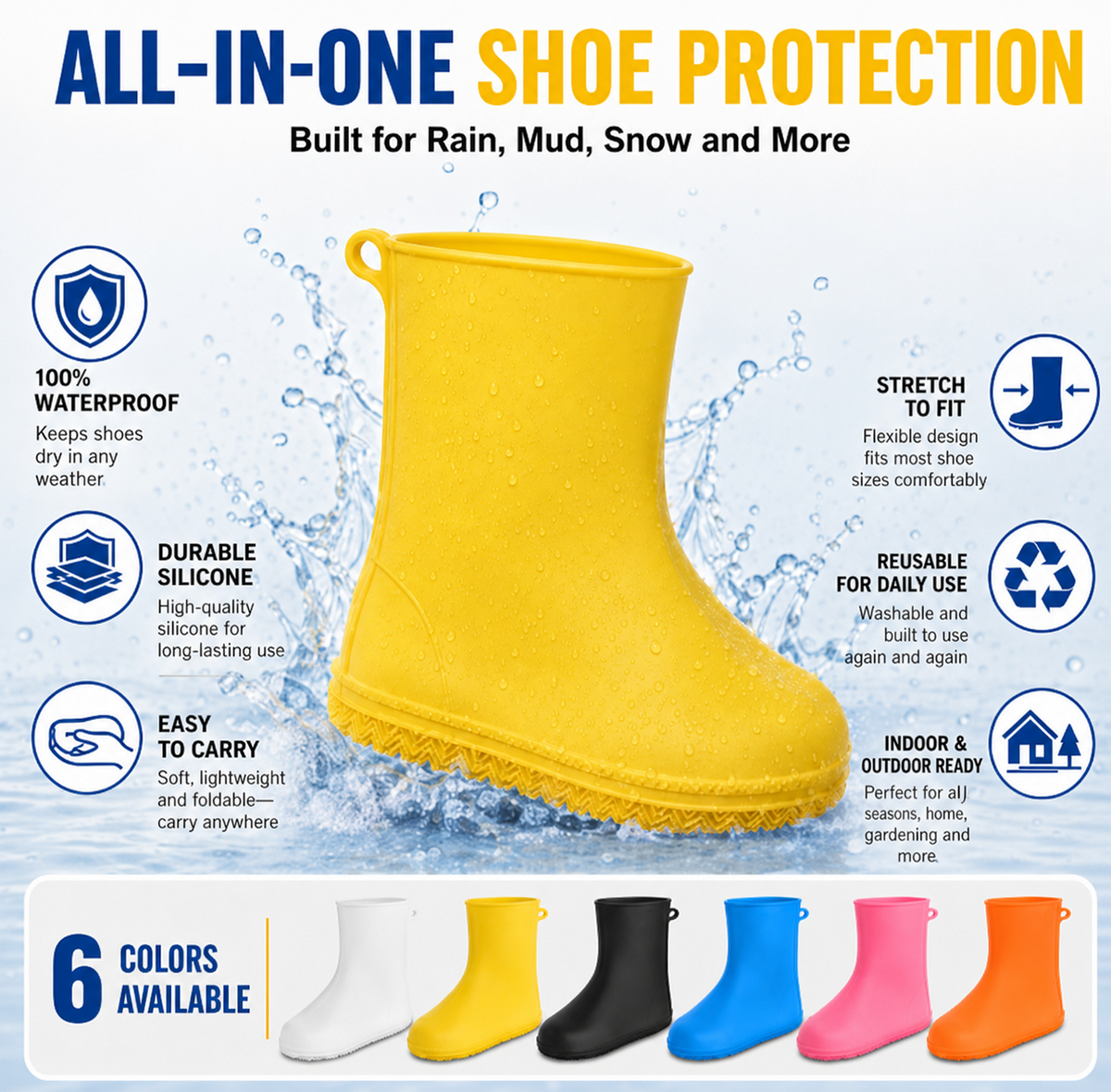 Stop Soaked Sneakers! Heavy-Duty Rain Shoe Covers β Anti-Slip & Fold Into Your Bag π§οΈ