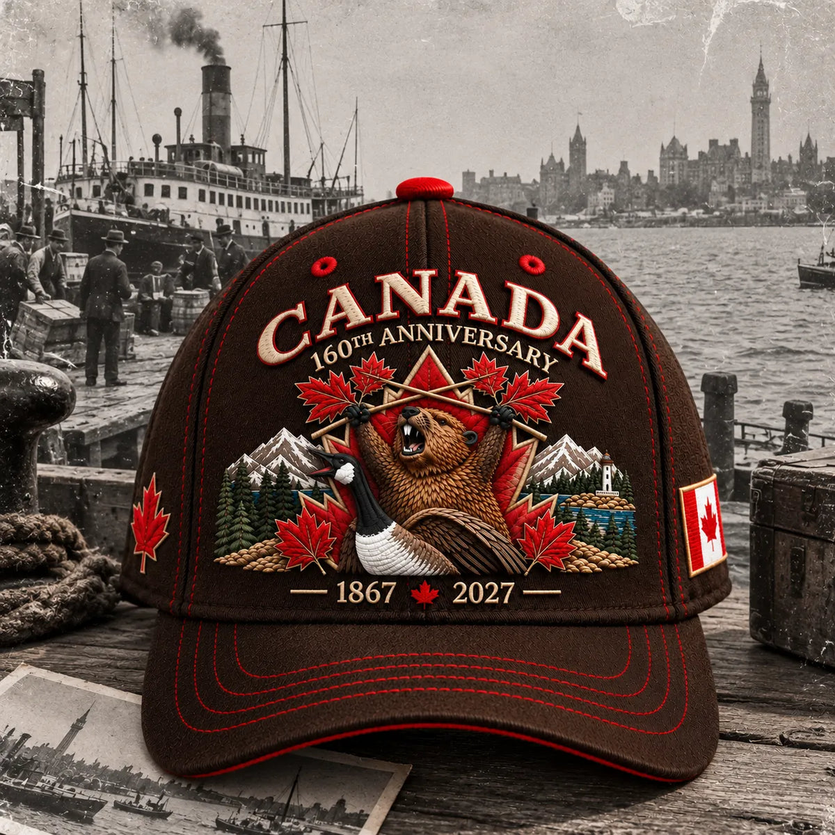 🍁🇨🇦 160 Years of Canadian Heritage – 1867–2027 Embroidered Commemorative Cap
