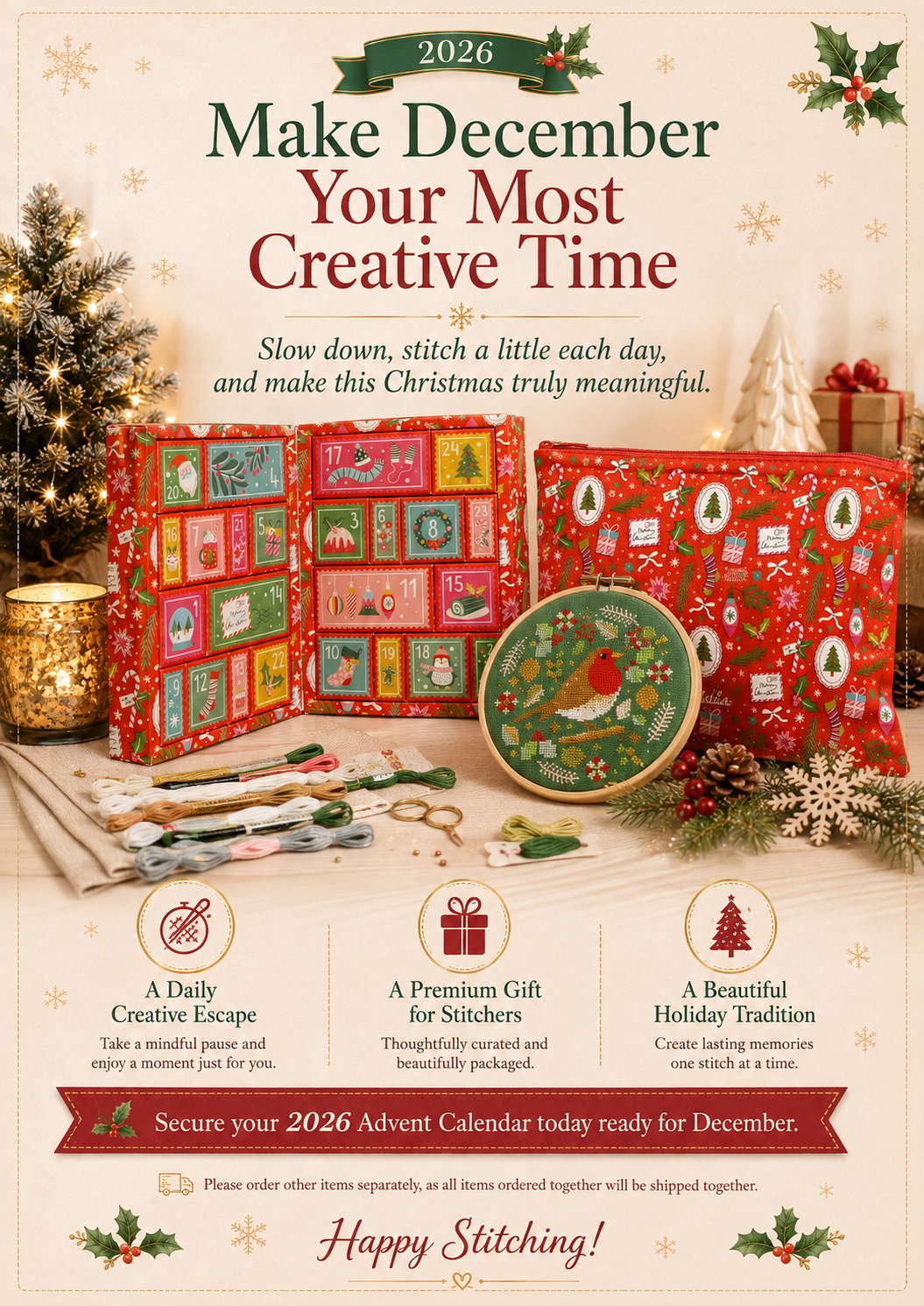 πLast Day 49% OFF-ππ§΅ 2026 Cross Stitch Advent Calendar Box πβ¨