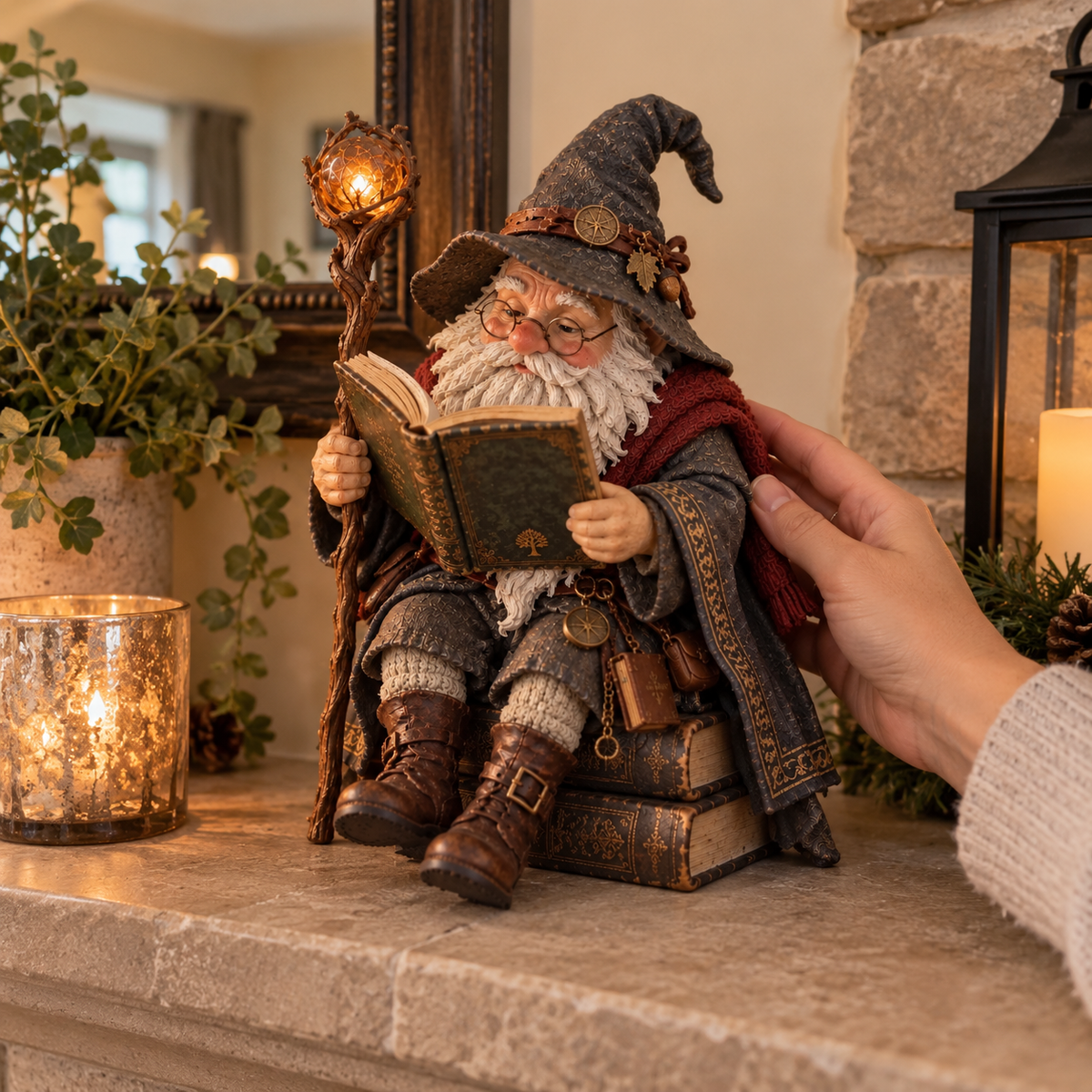 π§ββοΈ Wise Scholar Gnome, Magical Reading Wizard Figurine