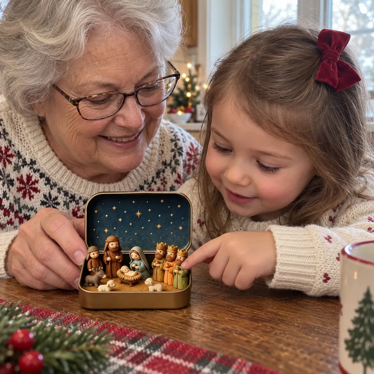🔥Last Day 49% OFF - ✝️Religious Pocket-Size Mini Nativity Scene Set with Storage Box