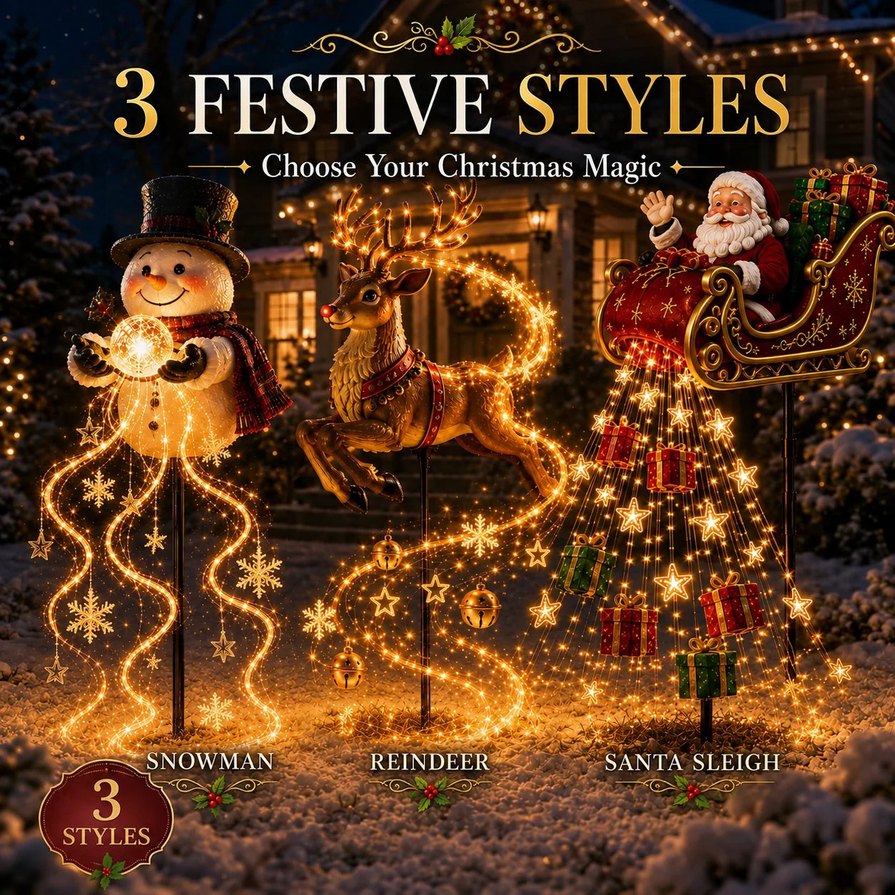 🎅✨ 2026 New Santa’s Flying Sleigh Gift Cascade – Solar Christmas Garden Light