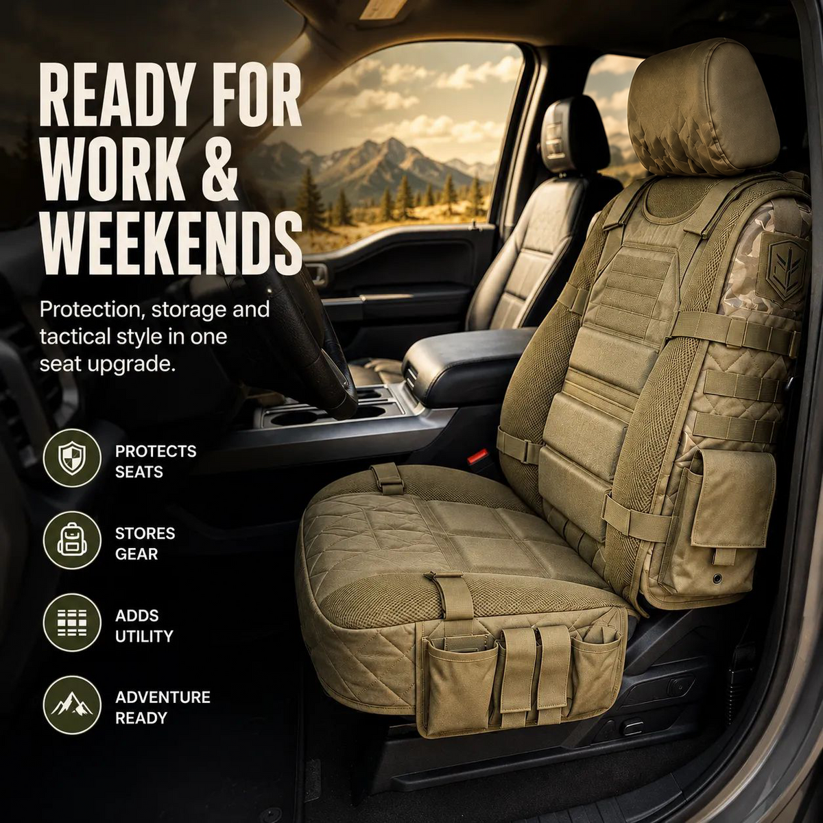 Tactical Car Seat Cover Organizer – Rugged Protection & Smart Storage