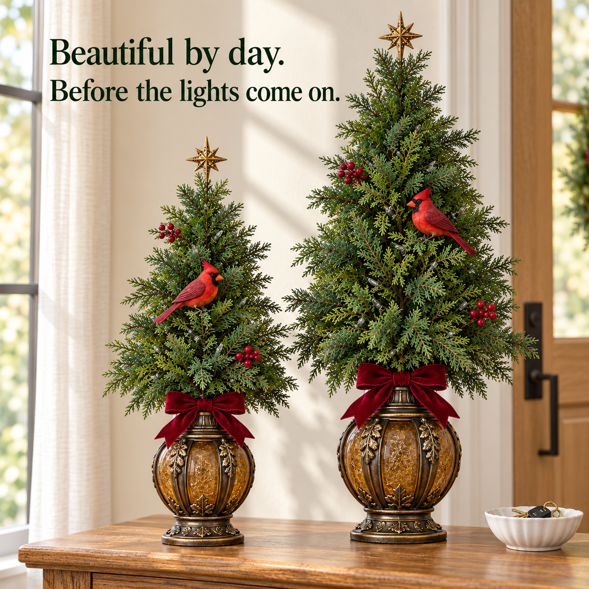 A single Cardinal Lantern tree shown from star to base