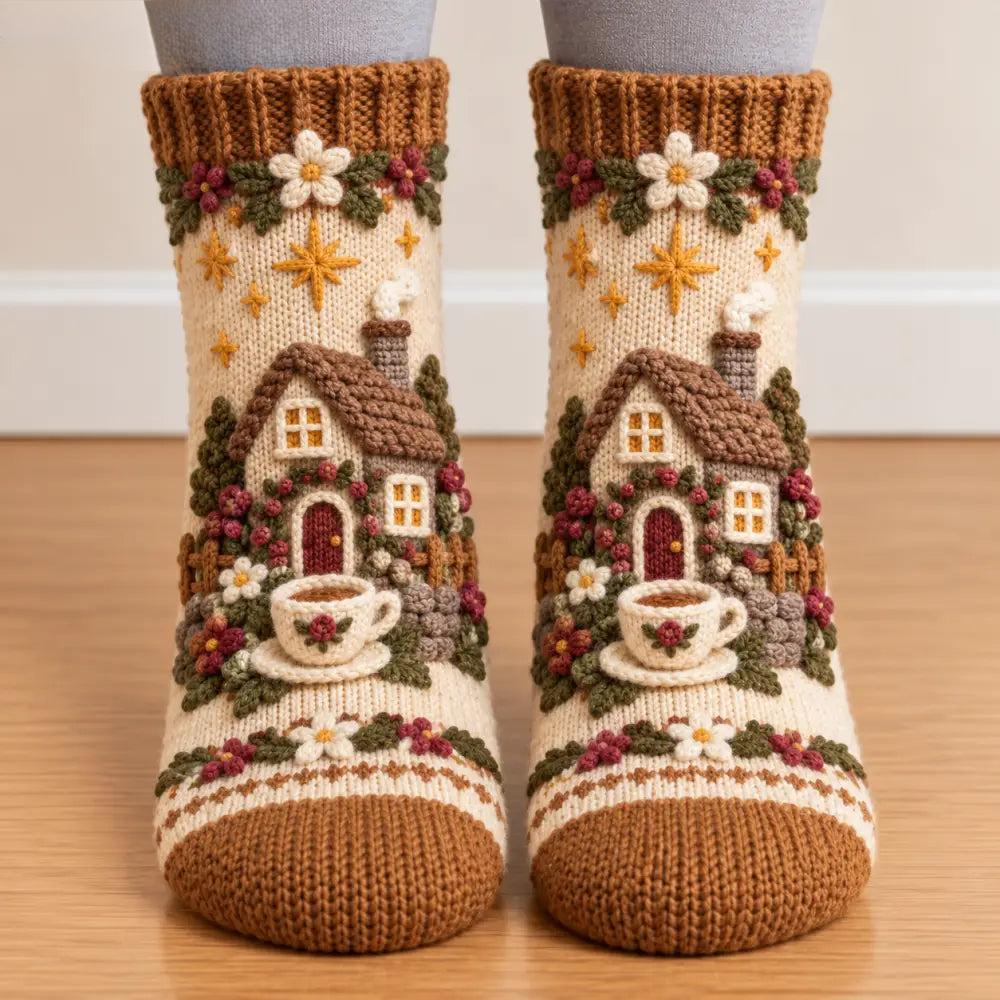 🧦🍂3D Knit Fall Cottage Cozy Socks