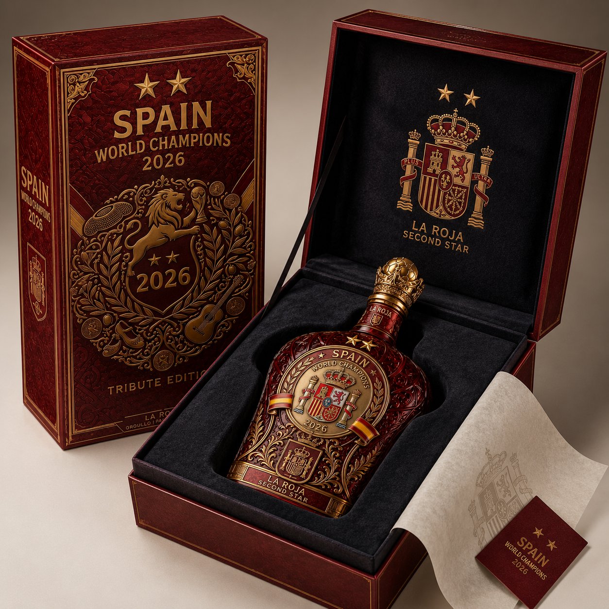 👑2026 Spain Second Star World Champions Whiskey Bottle