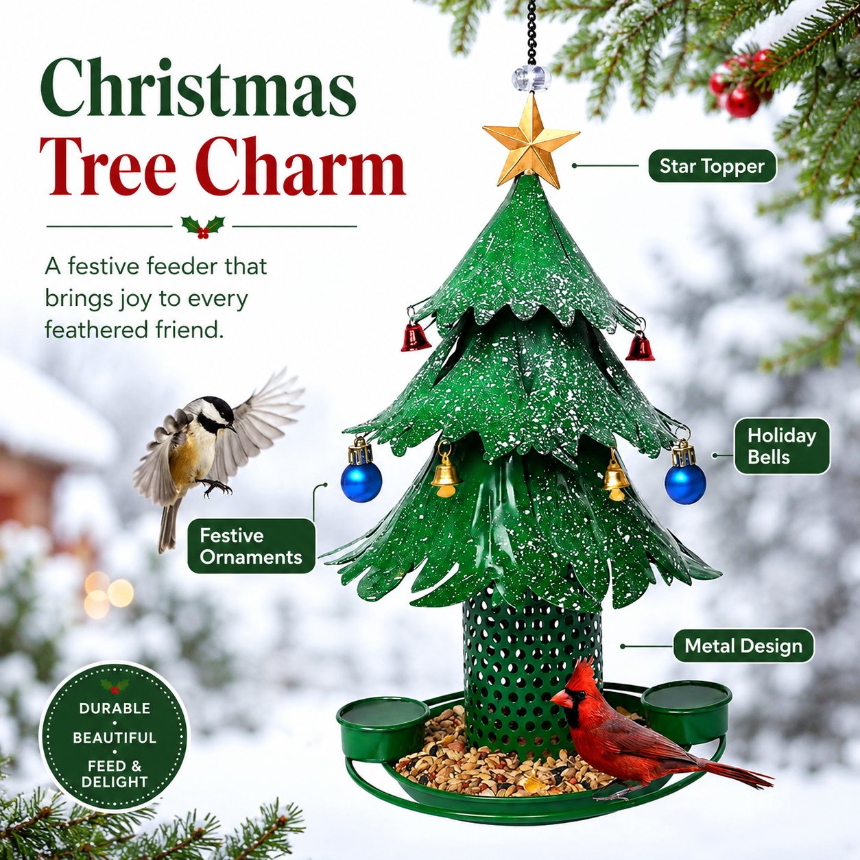 Christmas Tree Bird Feeder 🎄 Festive Backyard Holiday Decor