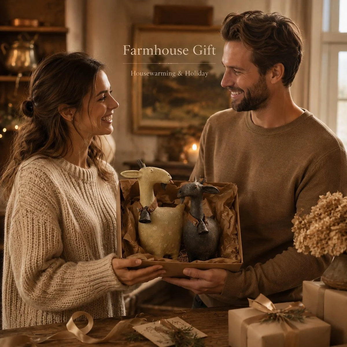 π Whimsical Farmhouse Goat Figurines