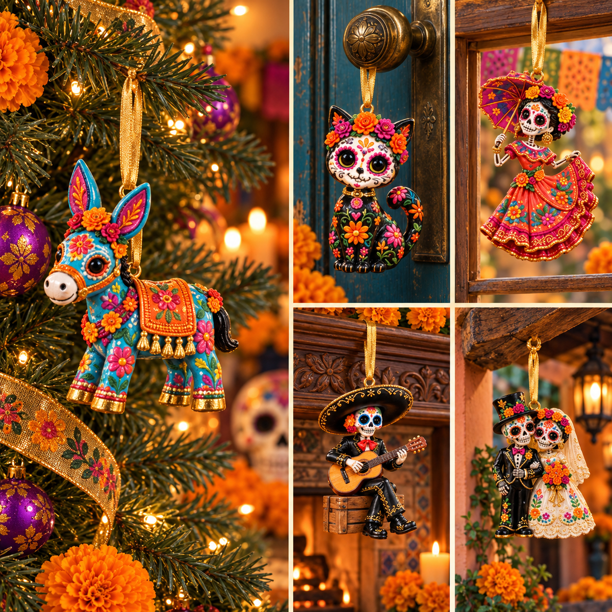 2026 Día de Muertos Ornaments – Colorful Folk Art & Sugar Skull Keepsake Collection
