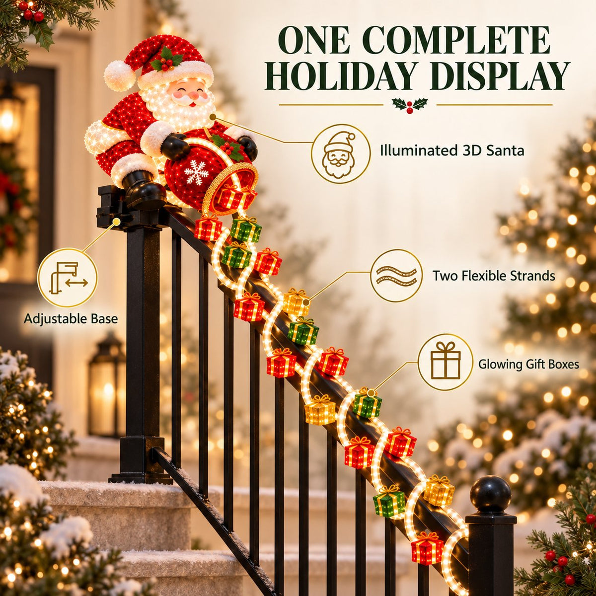 🔥Buy 2 Get 20% OFF🔥🎅 Santa Magic Gift Cascade Railing Light