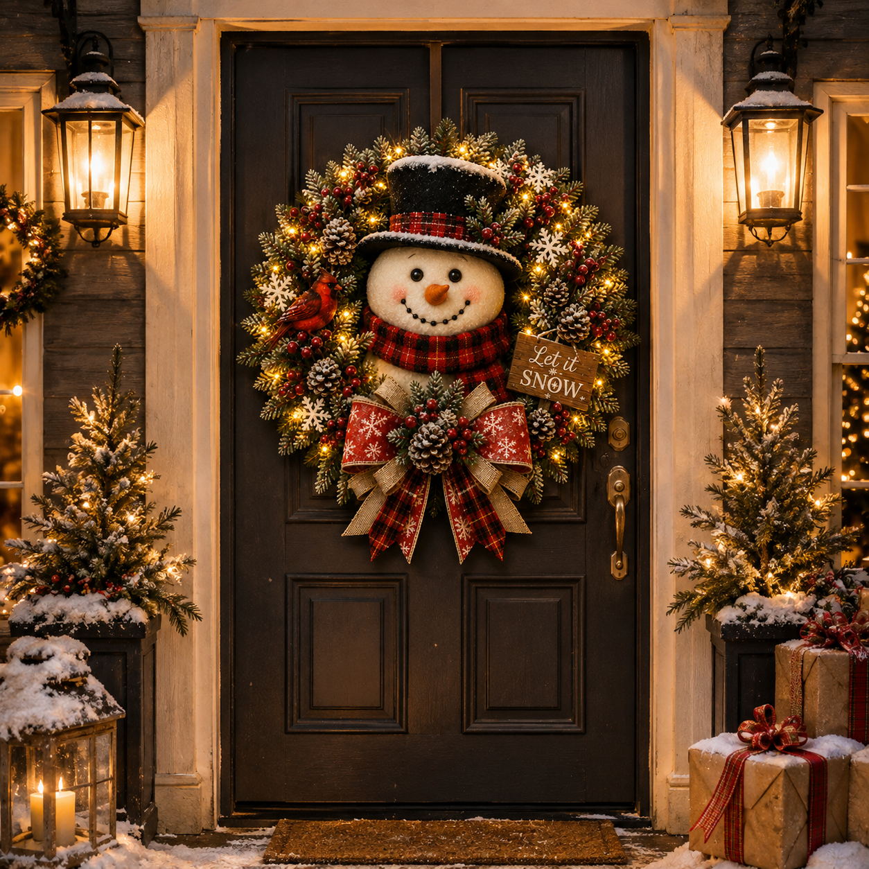 🎁Hot Sale 40% OFF⛄ Snowman Lighted Christmas Wreath✨