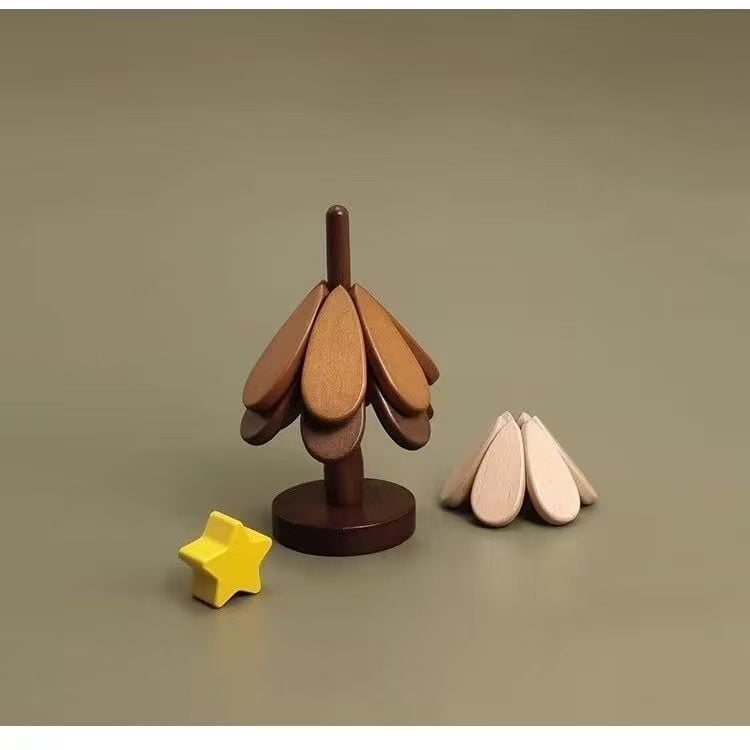 ✨Natural Tree Trivet Set - 4 Wooden Trivets & 1 Stand Like a Christmas Tree