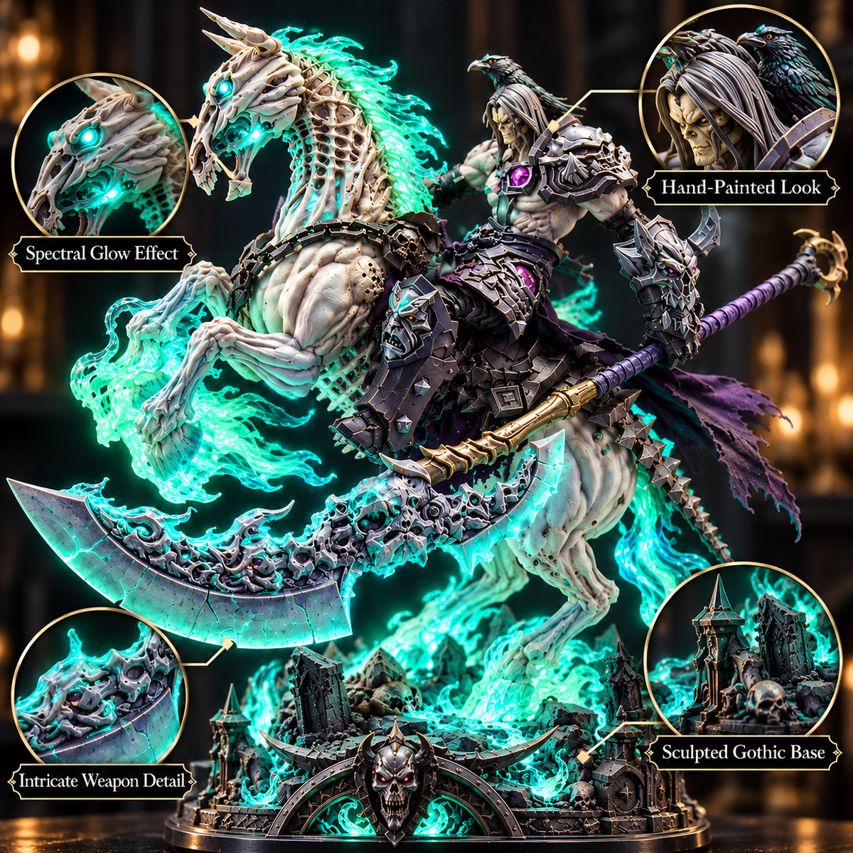💀🔥 Wraith Rider™ Soulfire Horseman Lamp – Gothic Undead Knight Collector Light