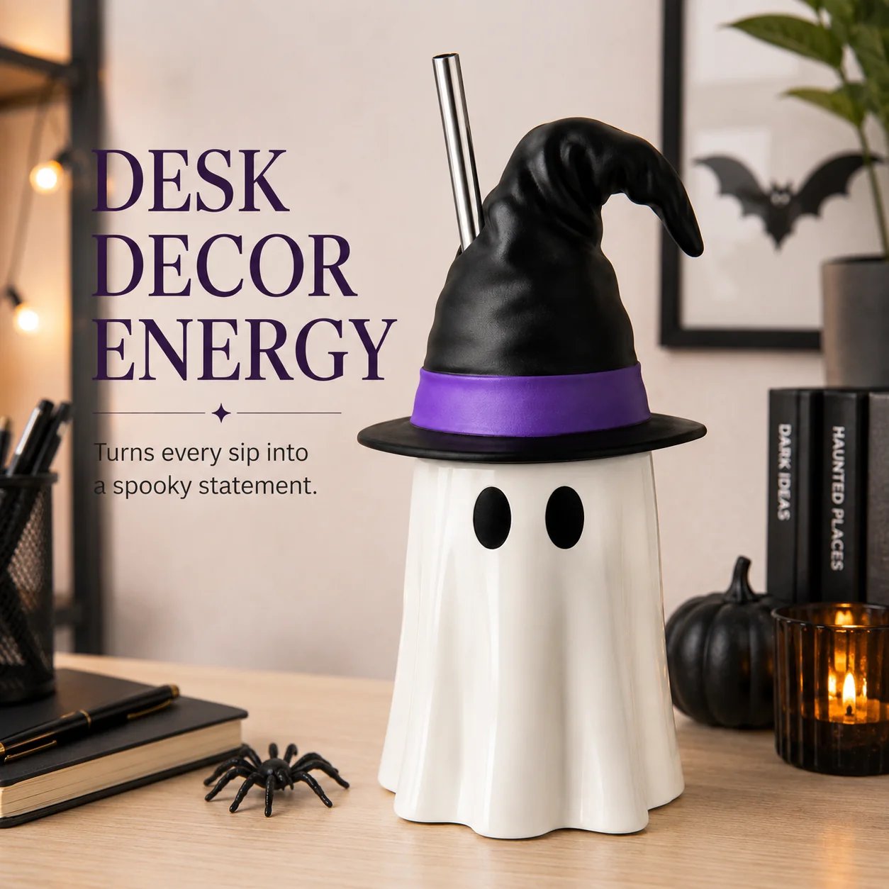 👻🧙 Spooky Witch-Hat Ghost Tumbler