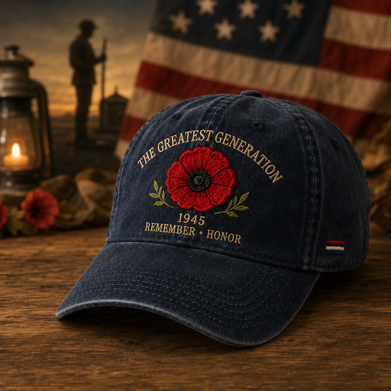 The Greatest Generation 1945 Memorial Poppy Cap – Remember & Honor