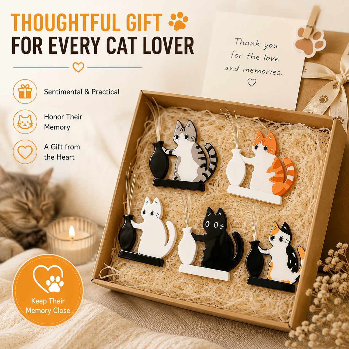 5 Pcs Cat Whisker Holder Refrigerator Magnets, Pet Memorial Decor