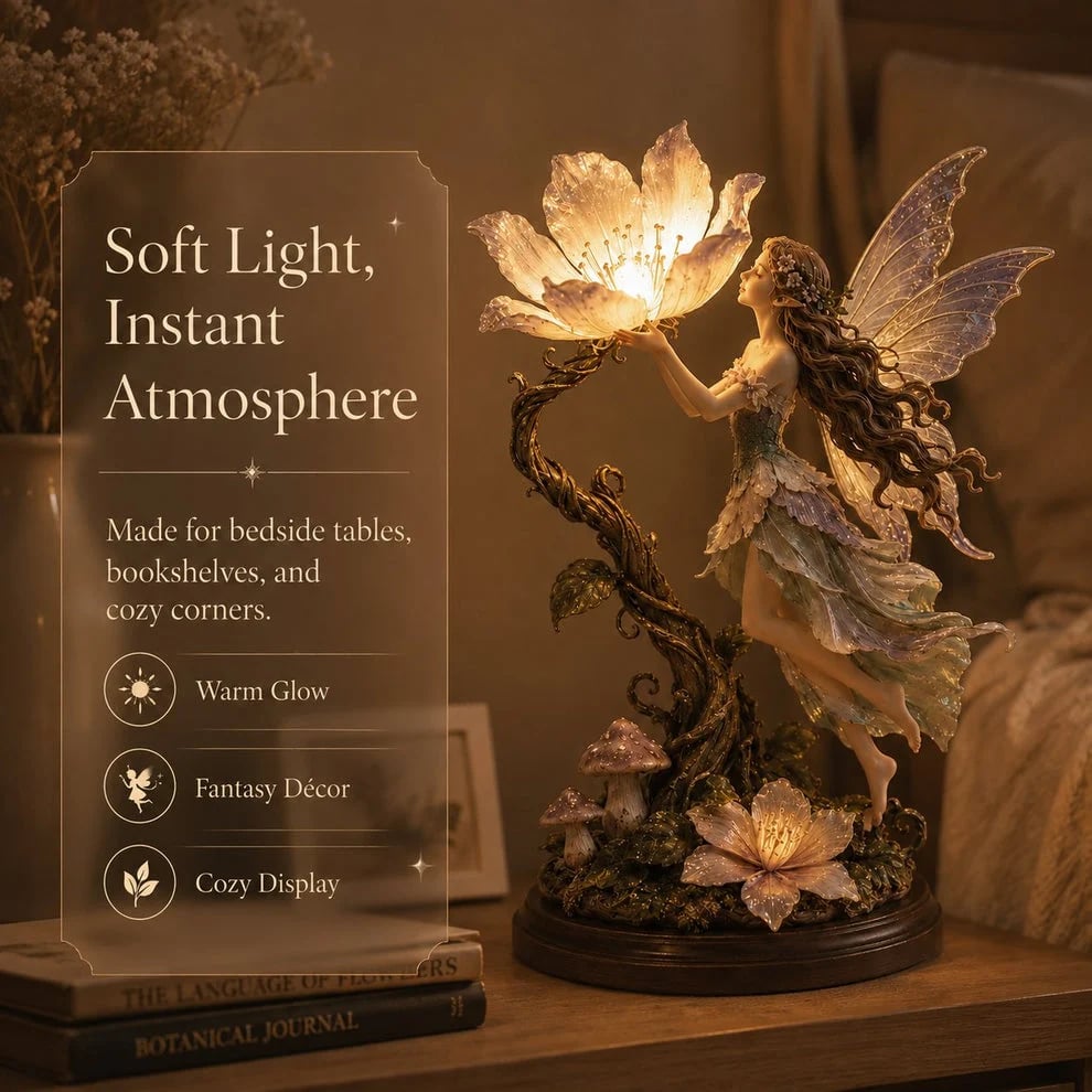 π§πΊ Glowing Fairy Garden Sculpture β Magical Floral Ambient Light for Cozy Spaces π
