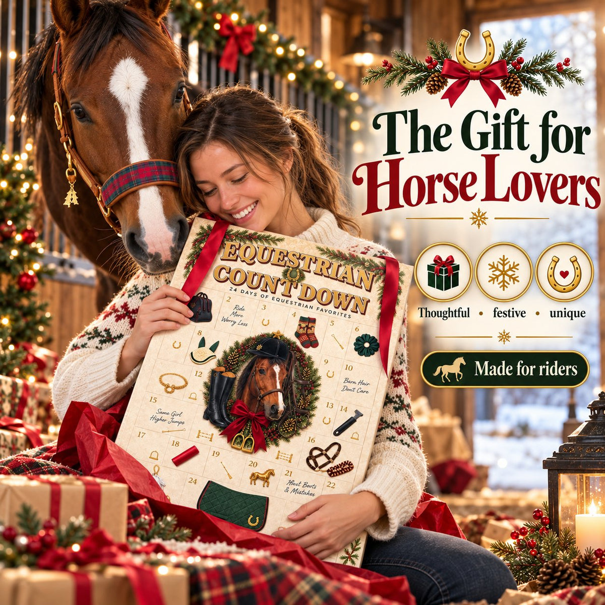 🐴24 Days Equestrian Countdown Advent Calendar | Horse Riding Gear Christmas Gift for Horse Lovers