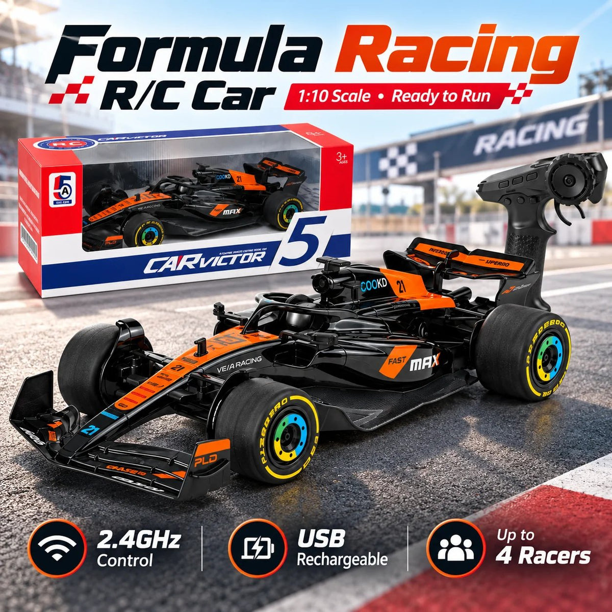 ๐ 1:10 Scale Formula Racing R/C Car โ 2.4GHz High-Speed Remote Control Racer