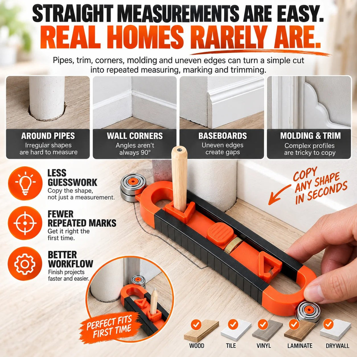 📐🔒 Locking Contour Gauge & Scribe Tool – Copy, Trace & Fit Irregular Shapes with Ease