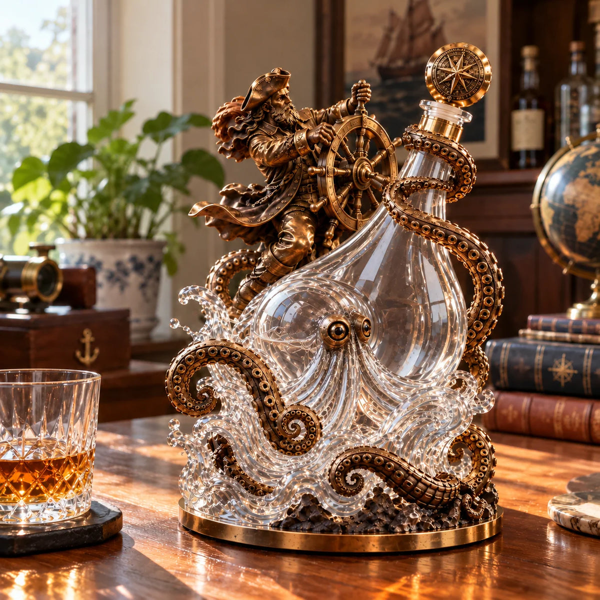 ⚓ Stormbound Captain & Deep-Sea Octopus Whiskey Decanter – 2026 Nautical Collector’s Edition 🥃
