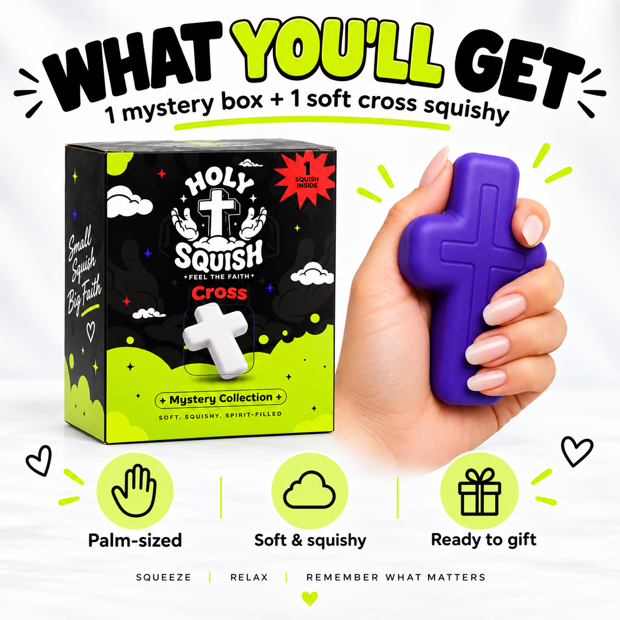 Mystery Faith Cross Squishy – Soft Pocket-Sized Christian Gift