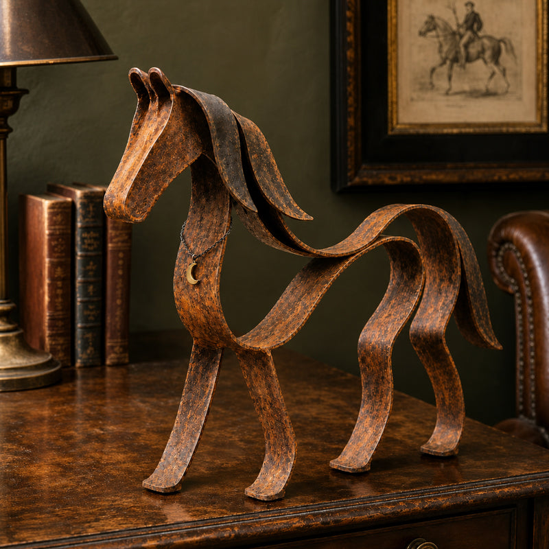 Vintage Metal Horse Sculpture β Rustic Equestrian Home Decor π