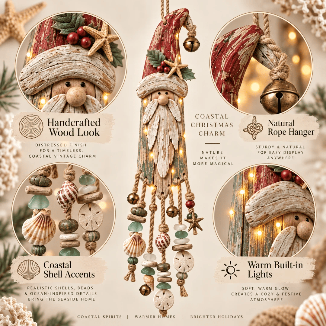 Coastal Christmas Santa entryway decor