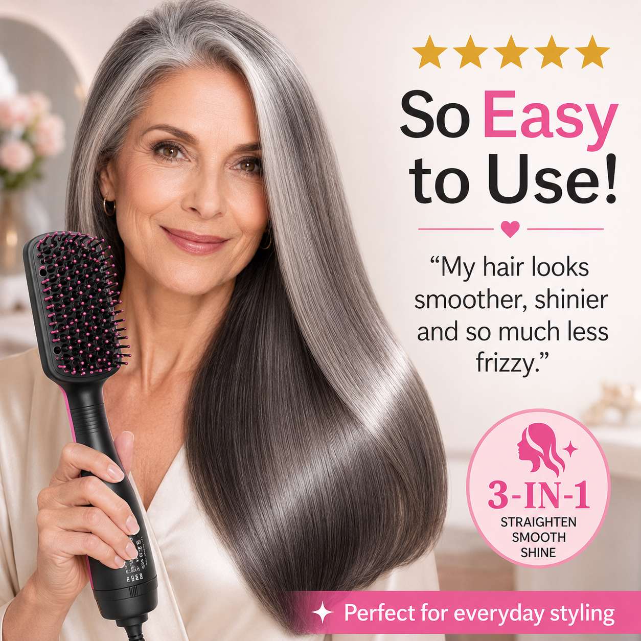 💎 3-in-1 Smoothing Straightening Brush