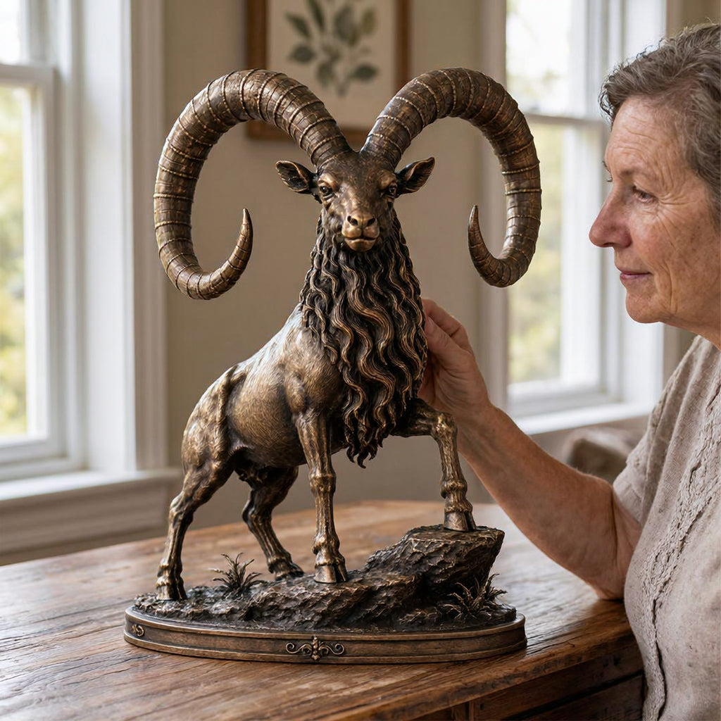 Vintage Grand Horn Ram Sculpture