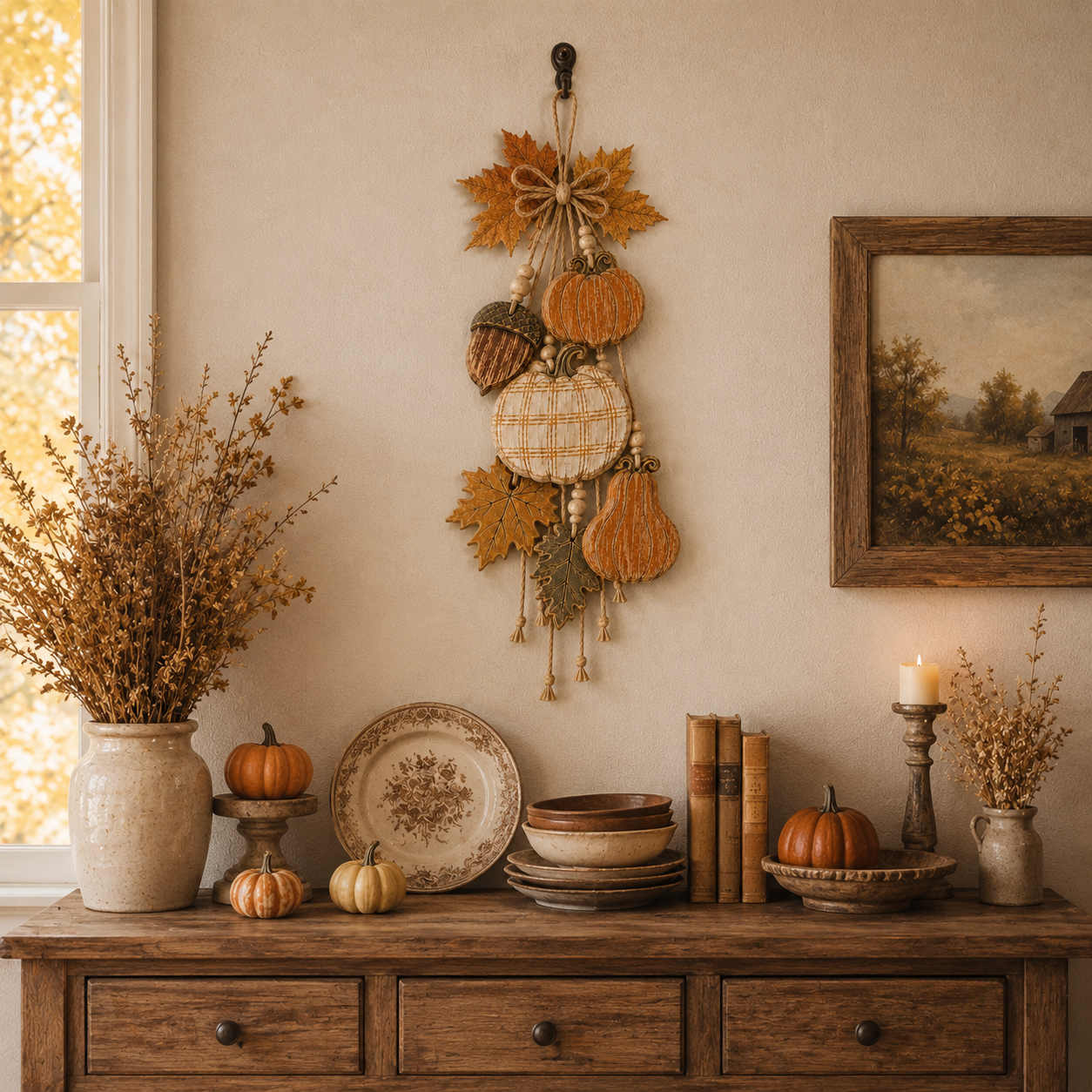 Rustic Harvest Wooden Door Hanger