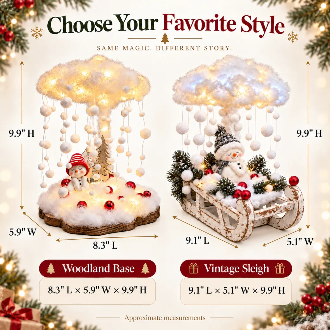 ☁️Lighted Snowfall Cloud Snowman Scene🎁