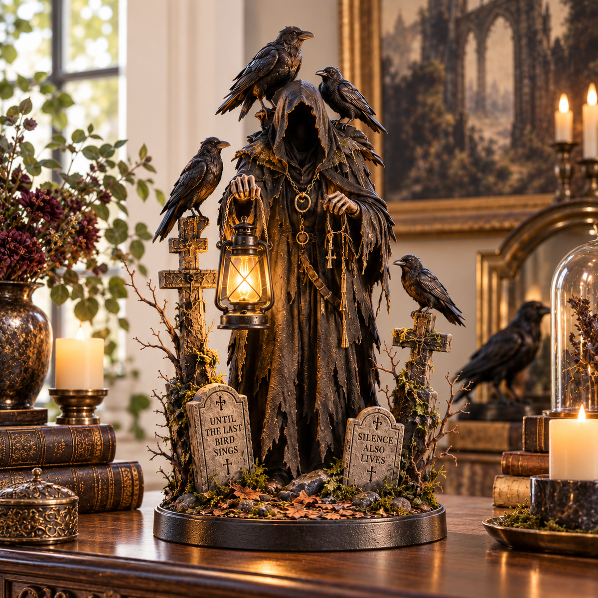 π¦ββ¬ Keeper of the Last Light β Raven Guardian Lantern Statue