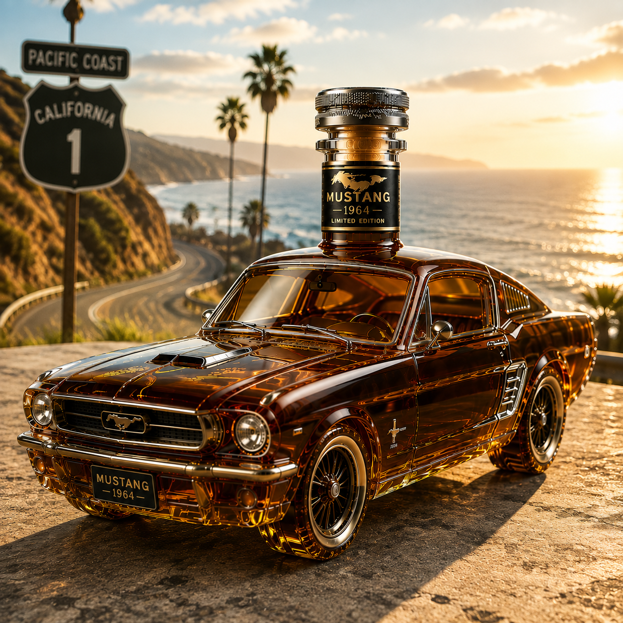 🐎Ford Mustang Muscle Car Whiskey Bottle