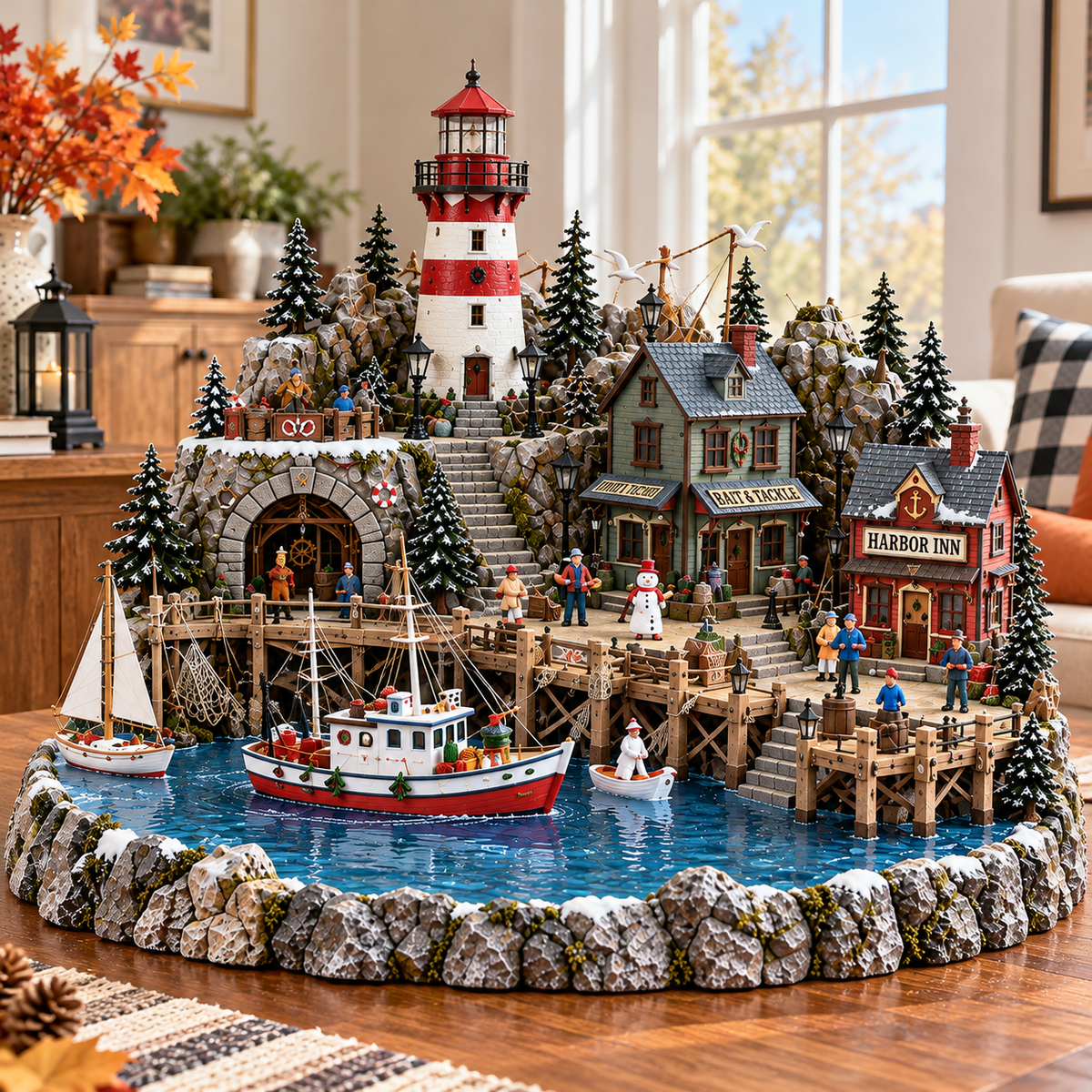 🎄⚓ Coastal Christmas Wonderland™ – Lighted Lighthouse Village ✨